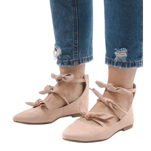 Rosa spetsiga ballerinor med G-47 rosetter 1