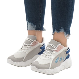 Flerfärgade trendiga sportskor 9115 Blå vit rosa grå 1