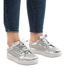 521 silver openwork sneakers grå 1