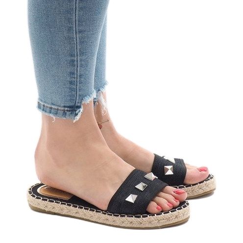 Svarta jeans tofflor 7087 dubbar 1