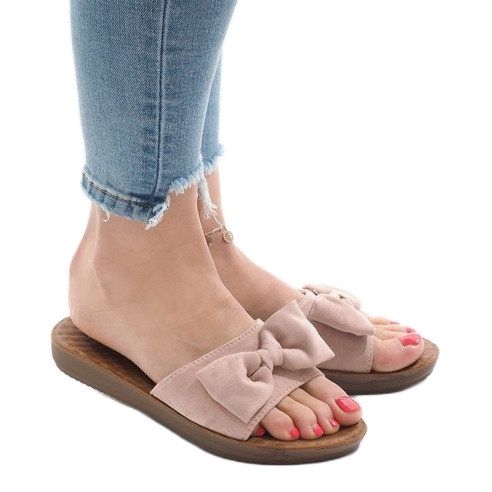 Rosa tofflor med rosett 6376-2 1