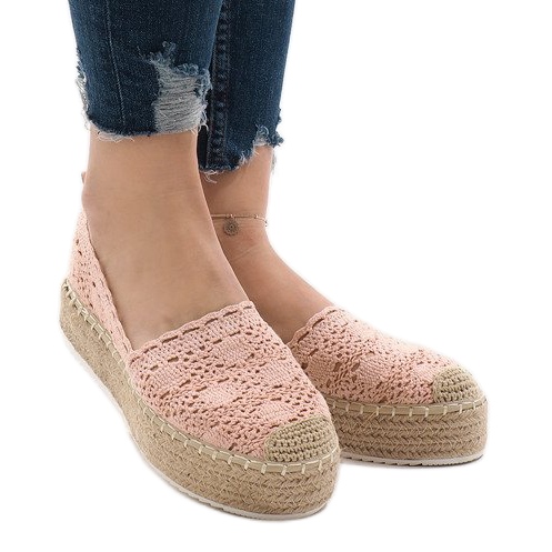 Rosa sneakers espadriller på plattformen 7801-P 1