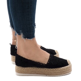 Svarta sneakers espadriller på plattformen 7801-P 1