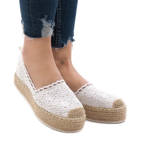 Vita sneakers espadriller på plattformen 7801-P 1