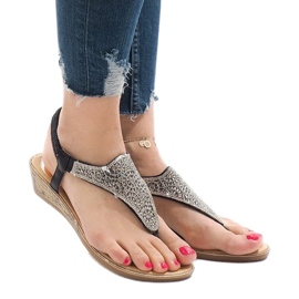 Svarta kilsandaler med elastisk FM4075 mångfärgad 1