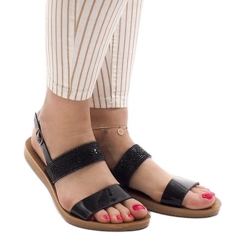 Svarta sandaler med paljetter G-515-01 1