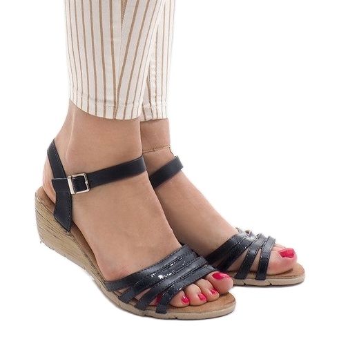 Marinblå kile sandaler S-260 1