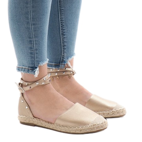Gyllene espadrillessandaler med spänne TH-155 1