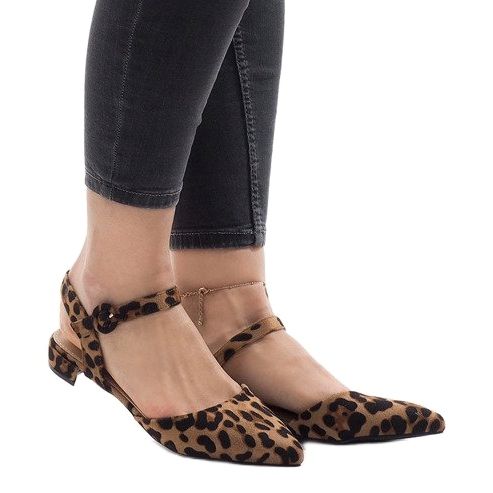 Ballerina sandaler med leopardmönster 77-100 brun 1