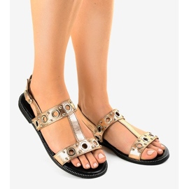 Sandaler med champagnekil A-88 gyllene 1