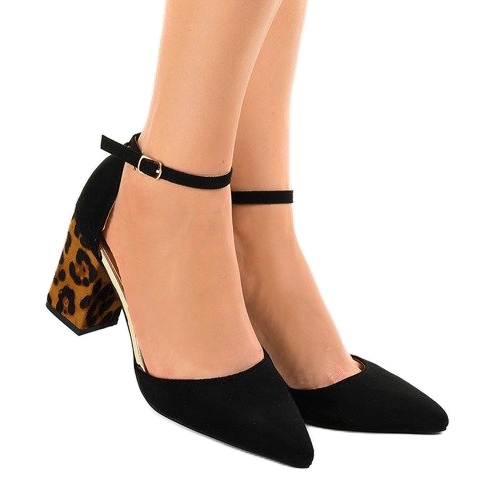 Svarta högklackade mocka FR276 brun 1