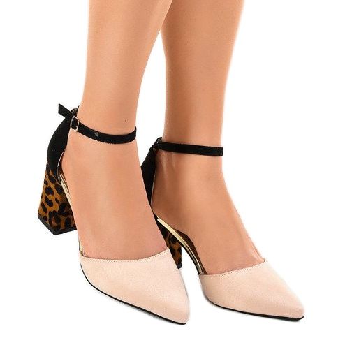 Beige mocka höga klackar FR276 brun svart 1