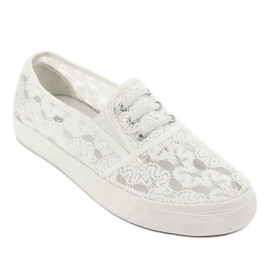 Vita sneakers med spets A0397-3 1