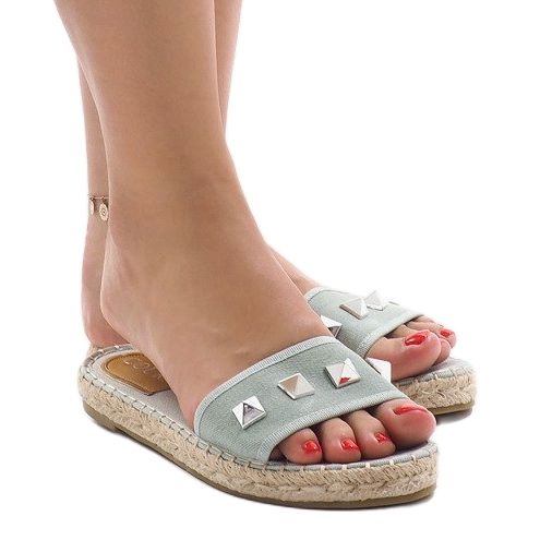 Gröna jeans tofflor med dubbar 7087 mångfärgad 1