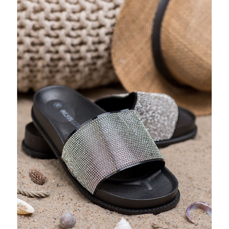 Bestelle Tofflor i gummi med kubisk zirkoniumoxid svart 1