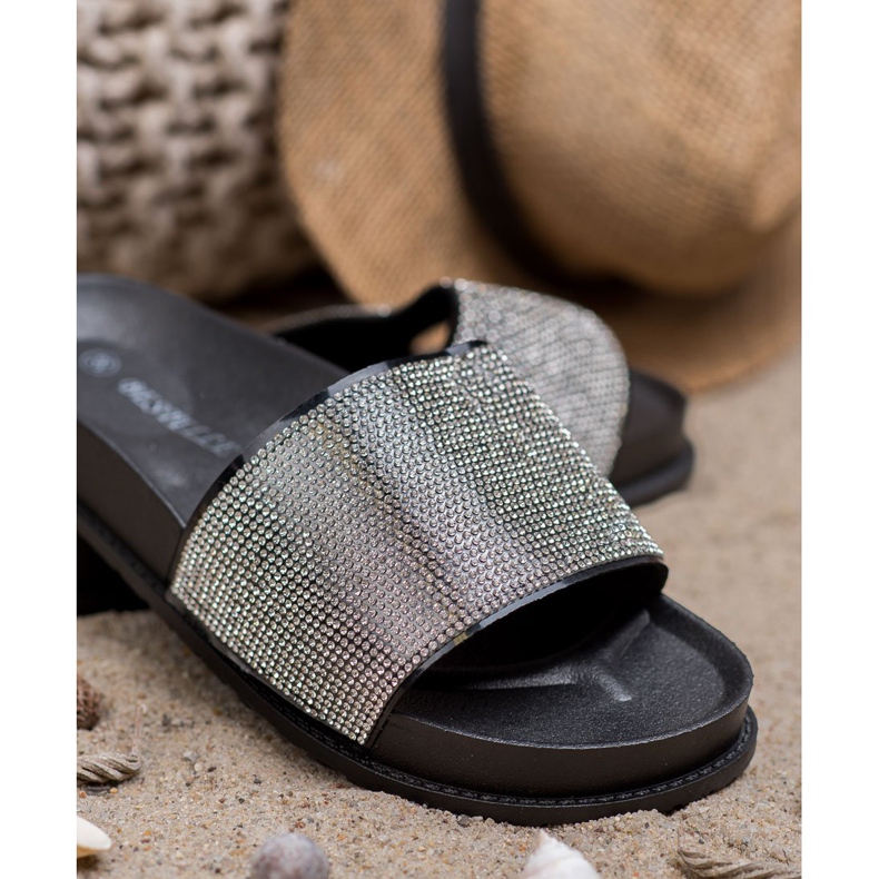 Bestelle Tofflor i gummi med kubisk zirkoniumoxid svart 2