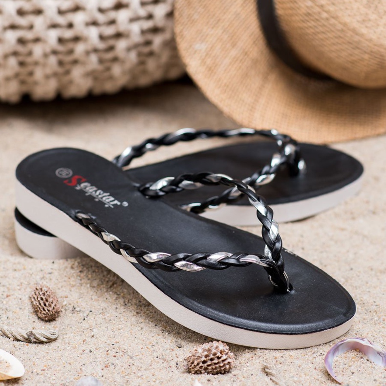 Seastar Svarta flätade flip-flops 1