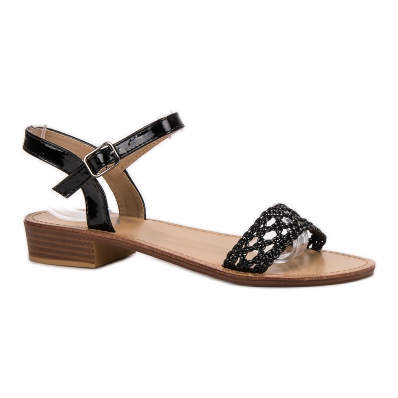 SHELOVET Flätade högklackade sandaler svart 1