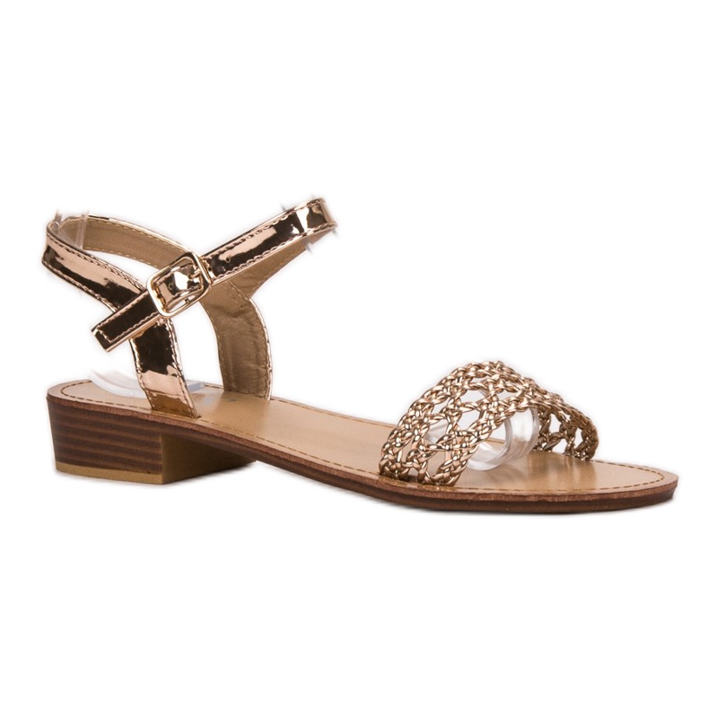 SHELOVET Flätade högklackade sandaler gul 1