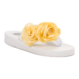 SHELOVET Lätta flip-flops med blommor vit 1