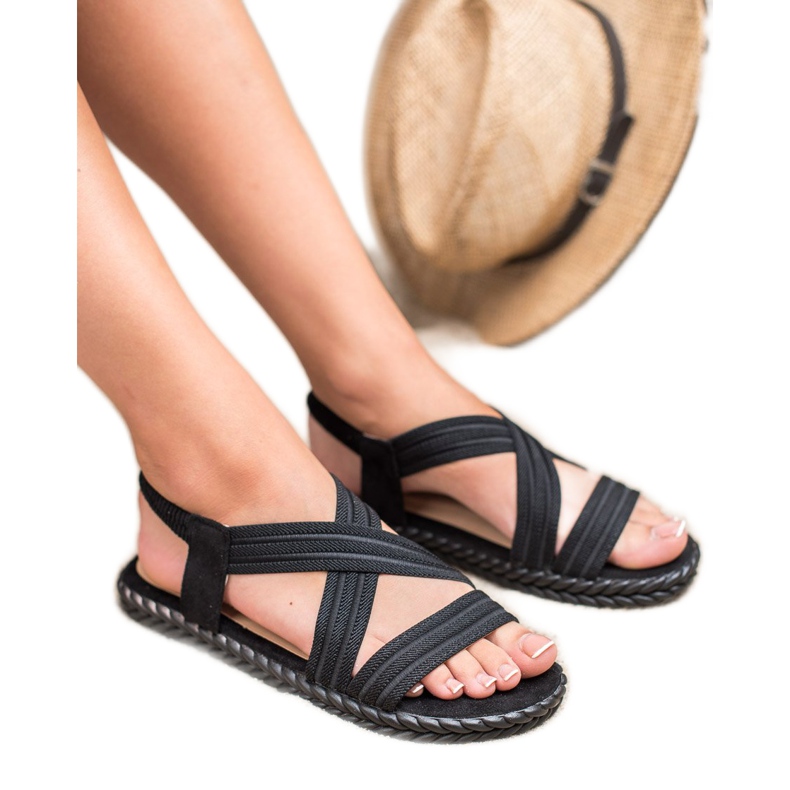 SHELOVET Bekväma damsandaler svart 1