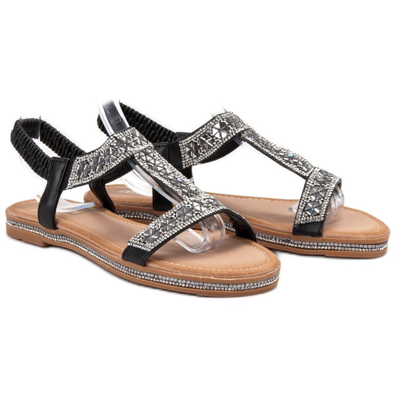 Bello Star Dekorerade svarta sandaler 1