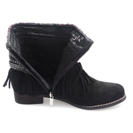 Warm Booties Boho Fringes 7303-1 Black svart 1