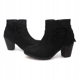 Suede Booties On a Bar Fringes 1631-1 Black svart 2