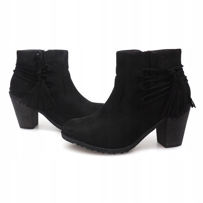 Suede Booties On a Bar Fringes 1631-1 Black svart 2