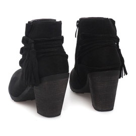 Suede Booties On a Bar Fringes 1631-1 Black svart 1