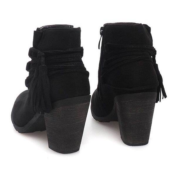 Suede Booties On a Bar Fringes 1631-1 Black svart 1