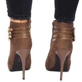 Stövlar på högklackig mocka YS20-1 khaki kaki 1