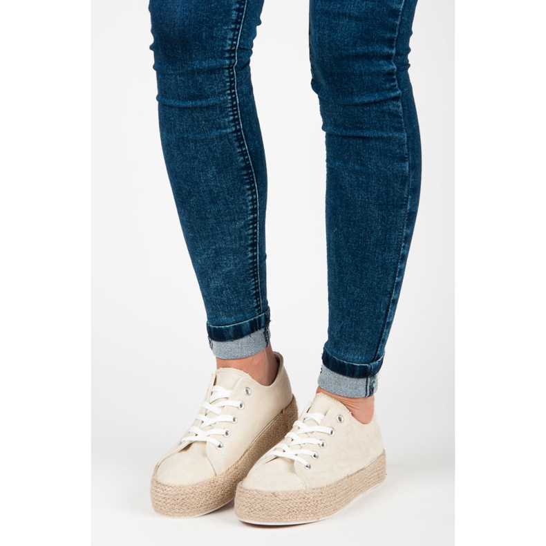 Beige Espadrilles På Bindningen 1