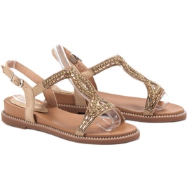 Bello Star Sandaler i mocka med kristaller brun 1