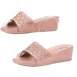 Primavera Openwork Wedge Tofflor rosa 1