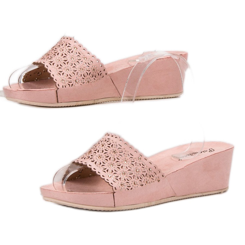 Primavera Openwork Wedge Tofflor rosa 1