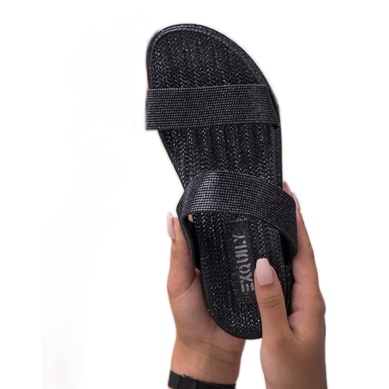 EXQUILY Moderiktiga tofflor i gummi svart 1