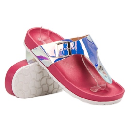 Ideal Shoes Flip-flops med Holo-effekt rosa 1