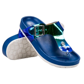 Ideal Shoes Flip-flops med Holo-effekt blå 1