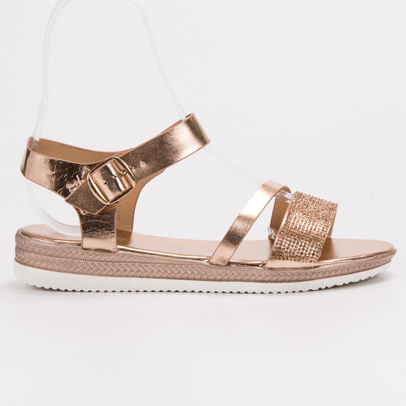 SHELOVET Trendiga sandaler med cubic zirconia rosa gul 2