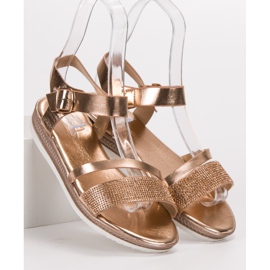 SHELOVET Trendiga sandaler med cubic zirconia rosa gul 1