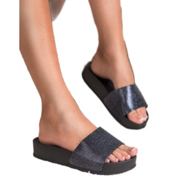 SHELOVET Gummi tofflor på plattformen svart 1