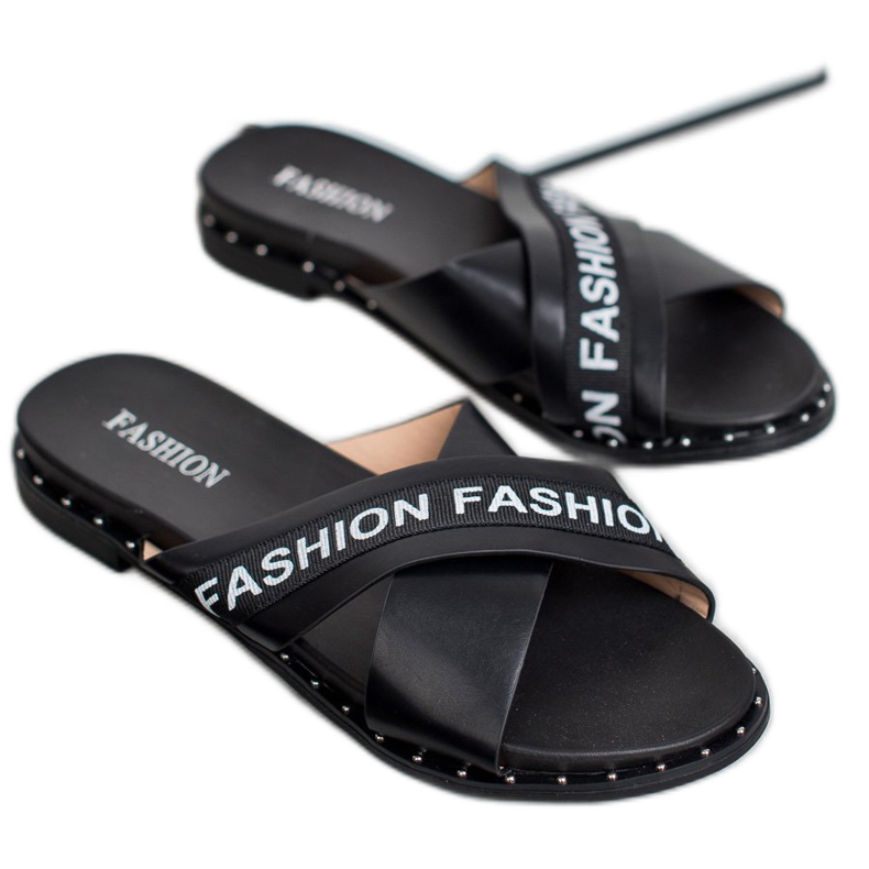 SHELOVET Svarta mode tofflor 1