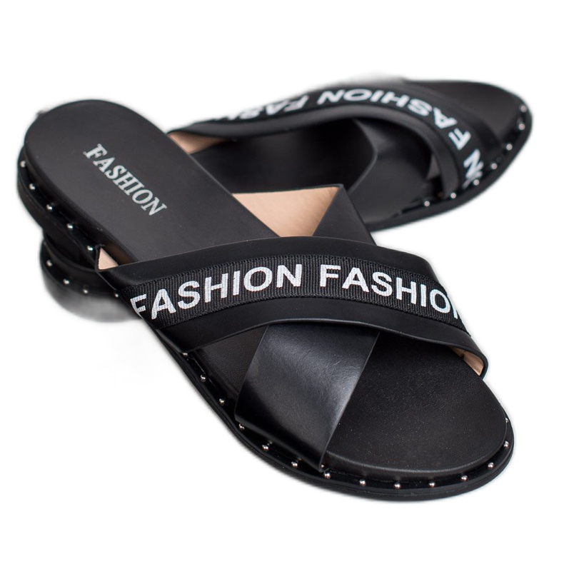 SHELOVET Svarta mode tofflor 2