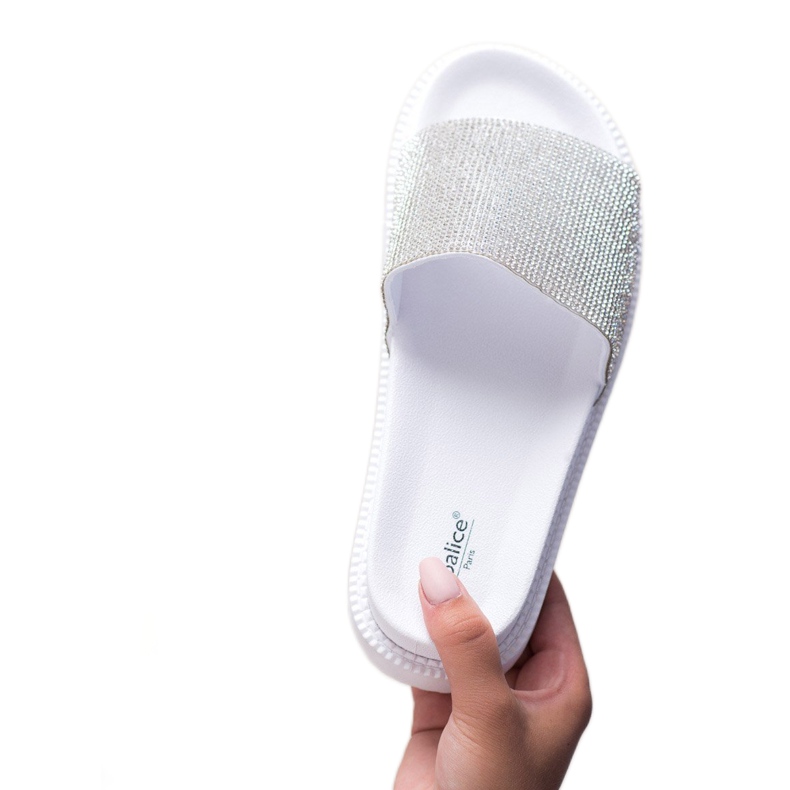 SHELOVET Tofflor Med Kristaller vit 2