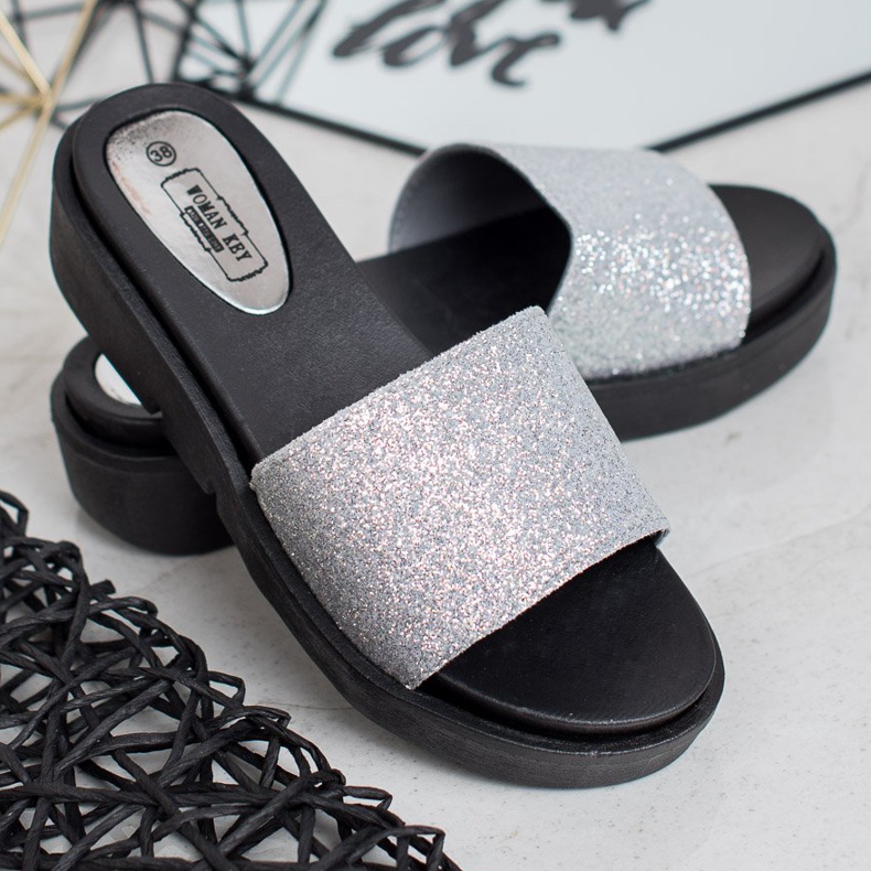 SHELOVET Gummi kil tofflor grå 1