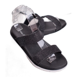 SHELOVET Gummi tofflor med glitter svart 1