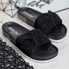 SHELOVET Mocka tofflor med cubic zirconia svart 2