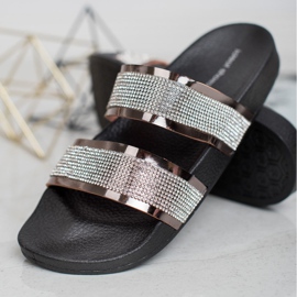 Ideal Shoes Tofflor för kvinnor med kubisk zirkoniumoxid grå 1