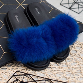 SHELOVET Tofflor Med Päls blå 1